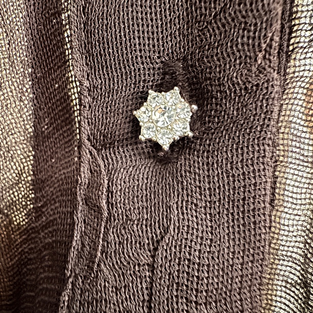 ZARA Relaxed Sheer Women's Lightweight blouse with rhinestone buttons - Picture 7 of 8